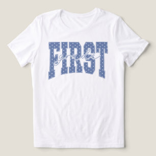 Eerste klas blauwe stip retro Tri-Blend shirt