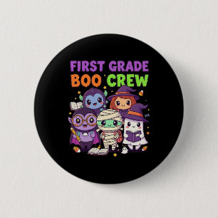 Eerste klas Boo Crew Schattige Halloween Clroom De Ronde Button 5,7 Cm