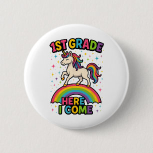 Eerste klas ik kom eenhoorn terug naar school leuk ronde button 5,7 cm