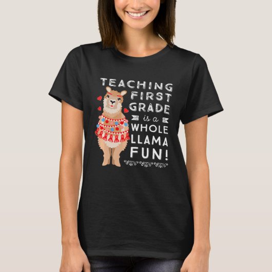 Eerste klas lerares vrouwen Schattige hele lama pl T-shirt (Voorkant)
