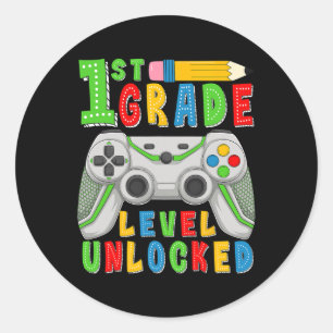 Eerste klas niveau ontgrendeld terug naar school g ronde sticker