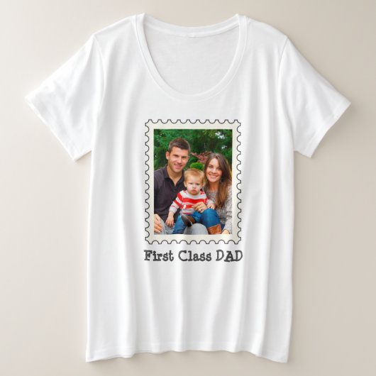 Eerste klas Pap Beste pap ooit aangepaste foto Grote Maat T-shirt (Design voorkant)