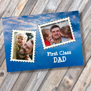 Eerste klas PAPA Beste papa ooit 2 aangepaste foto Kaart