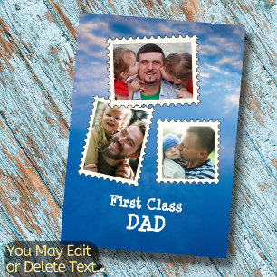 Eerste klas PAPA Beste papa ooit 3 aangepaste foto Kaart