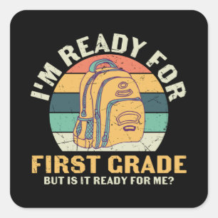 Eerste klas rugzak eerste schooldag cadeau voor ki vierkante sticker