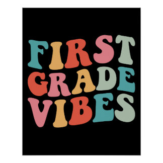 Eerste klas sfeer Retro groovy leraar student Perfect Poster