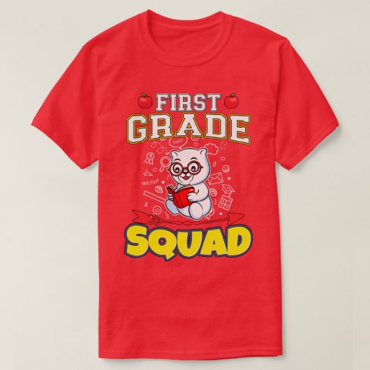 Eerste klas Squad Funny basisschool T-shirt (Design voorkant)