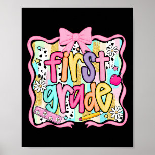 Eerste klas terug naar school Coquette Pink Bow Pr Poster