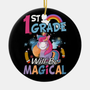 Eerste klas zal magische Schattigee eenhoorn rock Keramisch Ornament