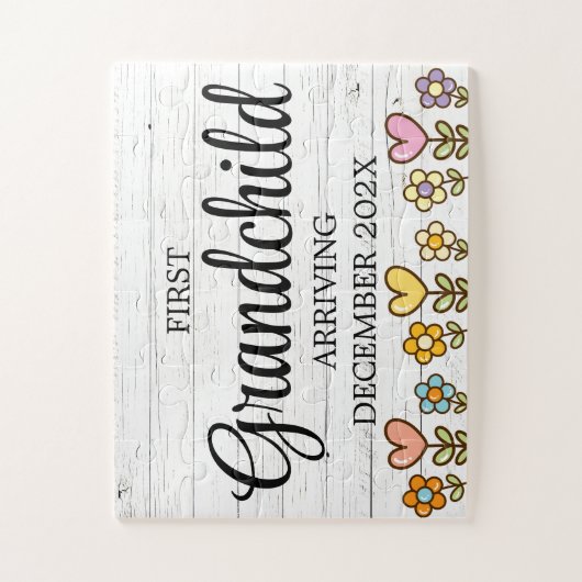 Eerste kleinkind grootouders onthullen legpuzzel (Verticaal)