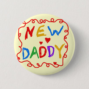 Eerste kleuren Nieuwe papa-shirts en cadeaus Ronde Button 5,7 Cm
