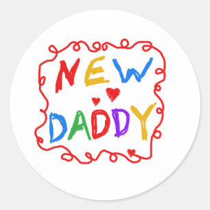 Eerste kleuren Tekst nieuwe papa Ronde Sticker