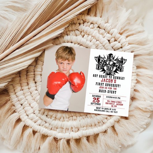 Eerste Knockout Boxing foto Verjaardag Kaart