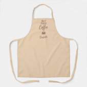 Eerste koffie beige mocha naam script schort (Voorkant)