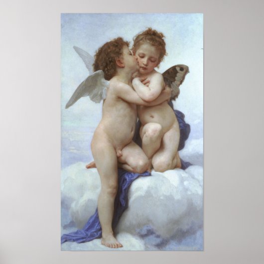 Eerste kus door Bouguereau, Victoriaans Angels Poster (Voorkant)