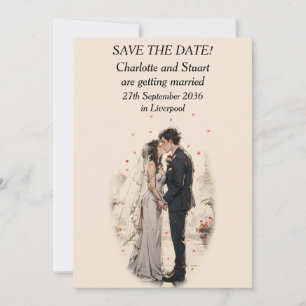 Eerste kus Save The Date Kaart