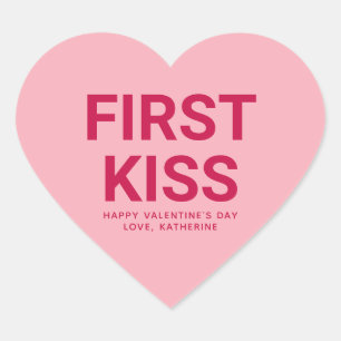 Eerste kus schattig leuk Valentijnsdag gesprek Hart Sticker