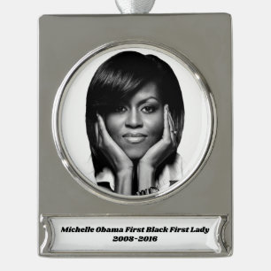 EERSTE LADY MICHELLE OBAMA-versiering Verzilverd Banner Ornament