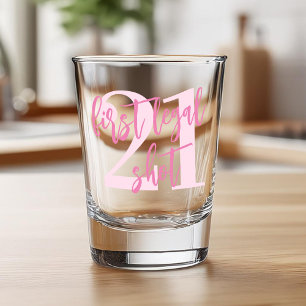 Eerste legale opname Modern Pink 21ste verjaardag Shot Glas