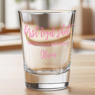 Eerste legale opname Modern Pink 21ste verjaardag Shot Glas