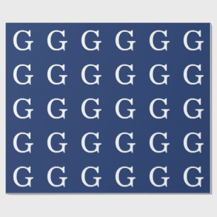Eerste letter monogram blauw wit gewoon eenvoudig cadeaupapier