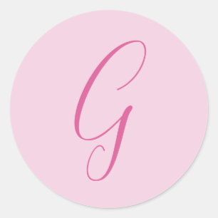 Eerste letter monogram licht roze gewoon chic ronde sticker