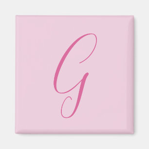Eerste letter monogram lichtroze effen chic magneet