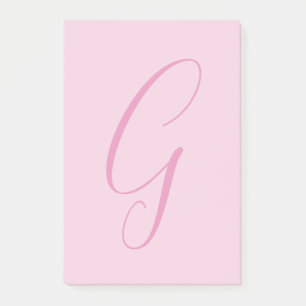 Eerste letter monogram lichtroze effen chic post-it® notes