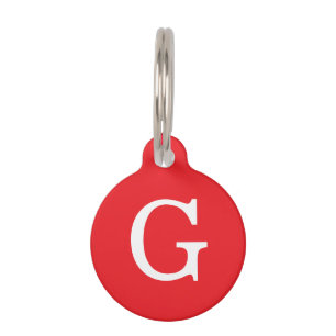 Eerste letter monogram rood wit gewoon eenvoudig huisdierpenning