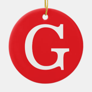 Eerste letter monogram rood wit gewoon eenvoudig keramisch ornament
