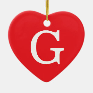 Eerste letter monogram rood wit gewoon eenvoudig keramisch ornament