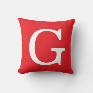 Eerste letter monogram rood wit gewoon eenvoudig kussen