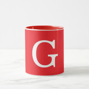 Eerste letter monogram rood wit gewoon eenvoudig mok