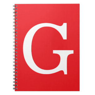 Eerste letter monogram rood wit gewoon eenvoudig notitieboek