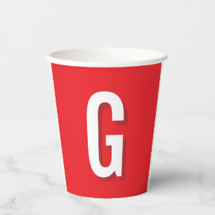 Eerste letter monogram rood wit gewoon eenvoudig papieren bekers