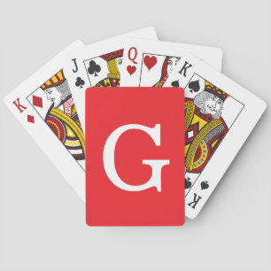 Eerste letter monogram rood wit gewoon eenvoudig pokerkaarten