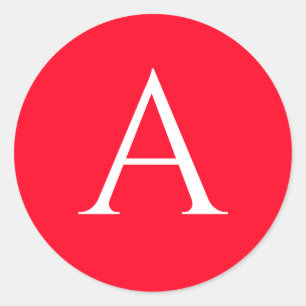 Eerste letter monogram rood wit gewoon eenvoudig ronde sticker