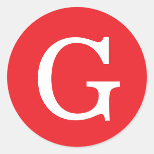 Eerste letter monogram rood wit gewoon eenvoudig ronde sticker