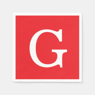 Eerste letter monogram rood wit gewoon eenvoudig servet