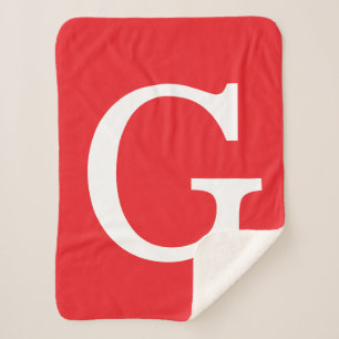 Eerste letter monogram rood wit gewoon eenvoudig sherpa deken