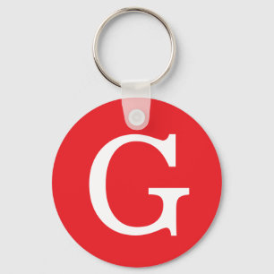 Eerste letter monogram rood wit gewoon eenvoudig sleutelhanger
