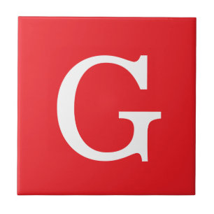Eerste letter monogram rood wit gewoon eenvoudig tegeltje
