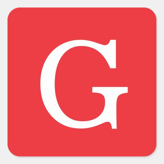 Eerste letter monogram rood wit gewoon eenvoudig vierkante sticker (Voorkant)