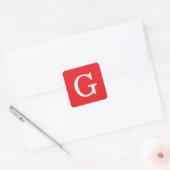 Eerste letter monogram rood wit gewoon eenvoudig vierkante sticker (Envelop)