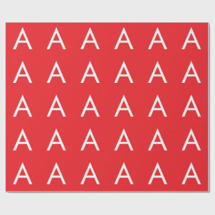 Eerste letter monogram rood wit gewoon modern cadeaupapier