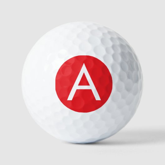 Eerste letter monogram rood wit gewoon modern golfballen (Voorkant)