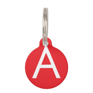 Eerste letter monogram rood wit gewoon modern huisdierpenning