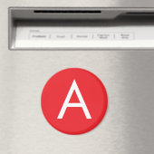Eerste letter monogram rood wit gewoon modern magneet (Insitu (Vaatwasser))