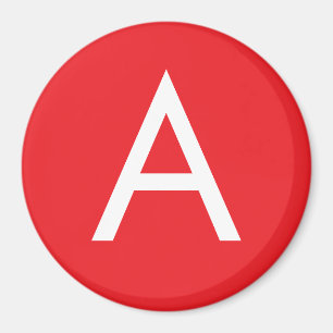 Eerste letter monogram rood wit gewoon modern magneet
