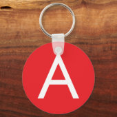 Eerste letter monogram rood wit gewoon modern sleutelhanger (Voorkant)